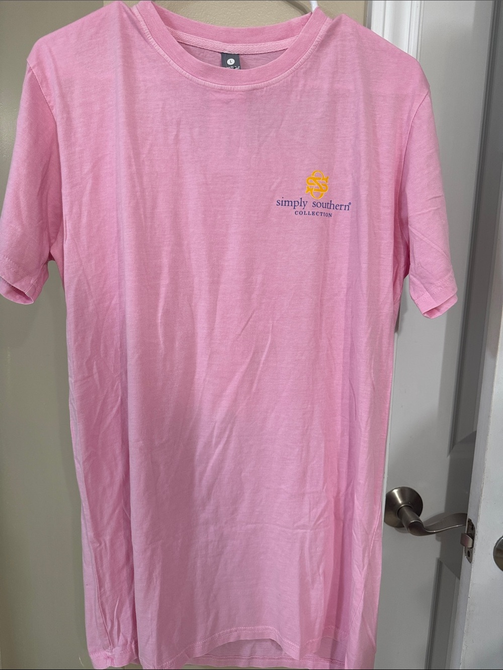 Simply Southern Pink Tee with Yellow Logo